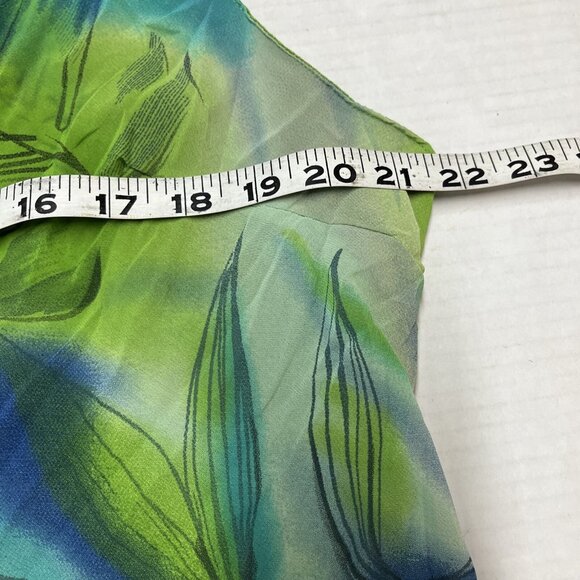 Mlle Gabrielle Dress Women 24 Green Chiffon Tropical Floral Maxi Vacation Resort - Picture 7 of 13